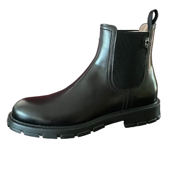 Salvatore Ferragamo Men's Black Gancini Icon Pull-on Chelsea Boots Size 11 E NEW - Picture 10 of 13